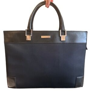 Gucci Black Business Tote Bag - Leather Trim and silver hardware